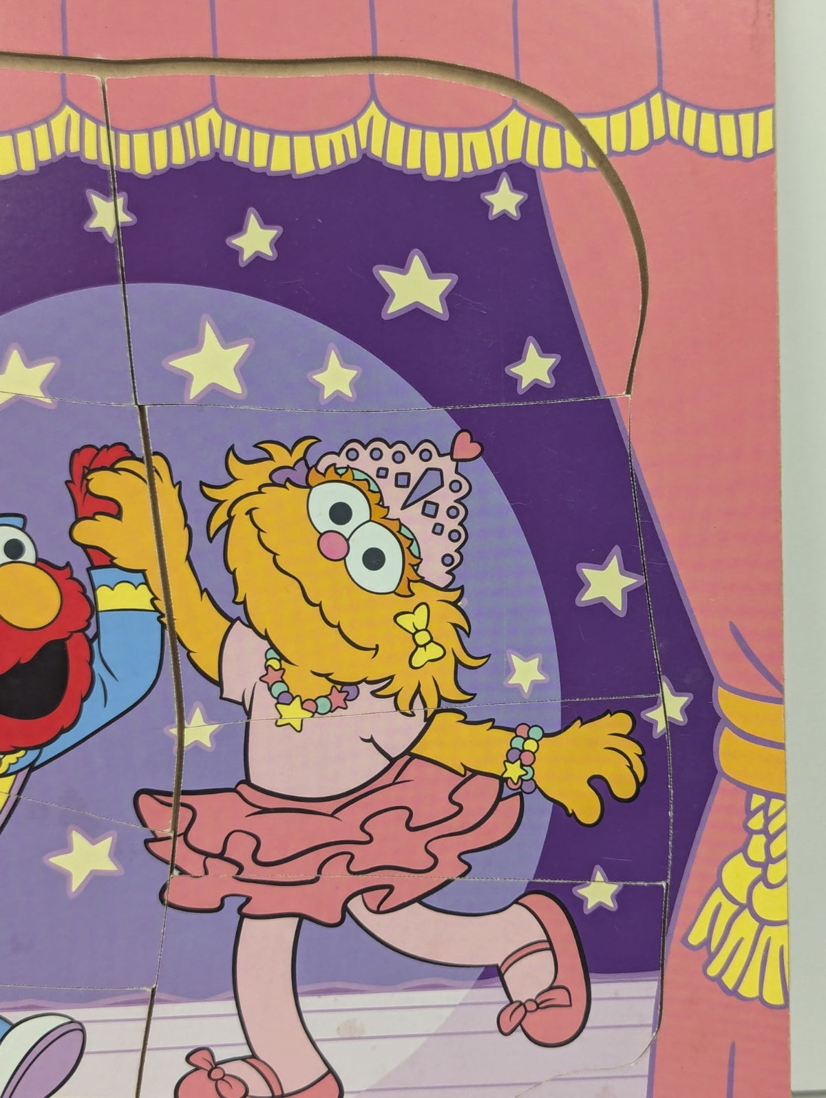 2003 SESAME STREET frame tray puzzle Zoe Ballerina kids toy Elmo & Zoe wooden