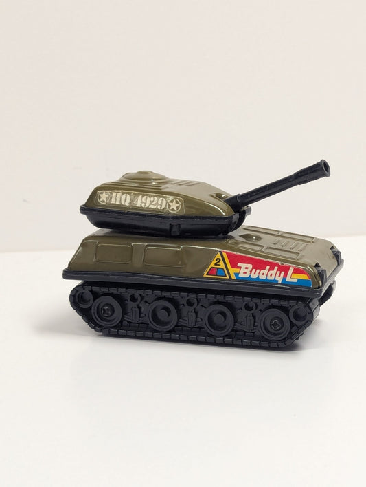 VINTAGE BUDDY L T-308 ARMY MILITARY METAL PLASTIC JAPAN TOY TANK 4 INCH LONG
