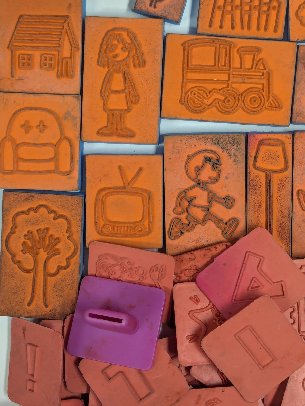 Large Lot of Vintage Rubber Ink Stamps including Talespin & Yogi Bear Stamps 
