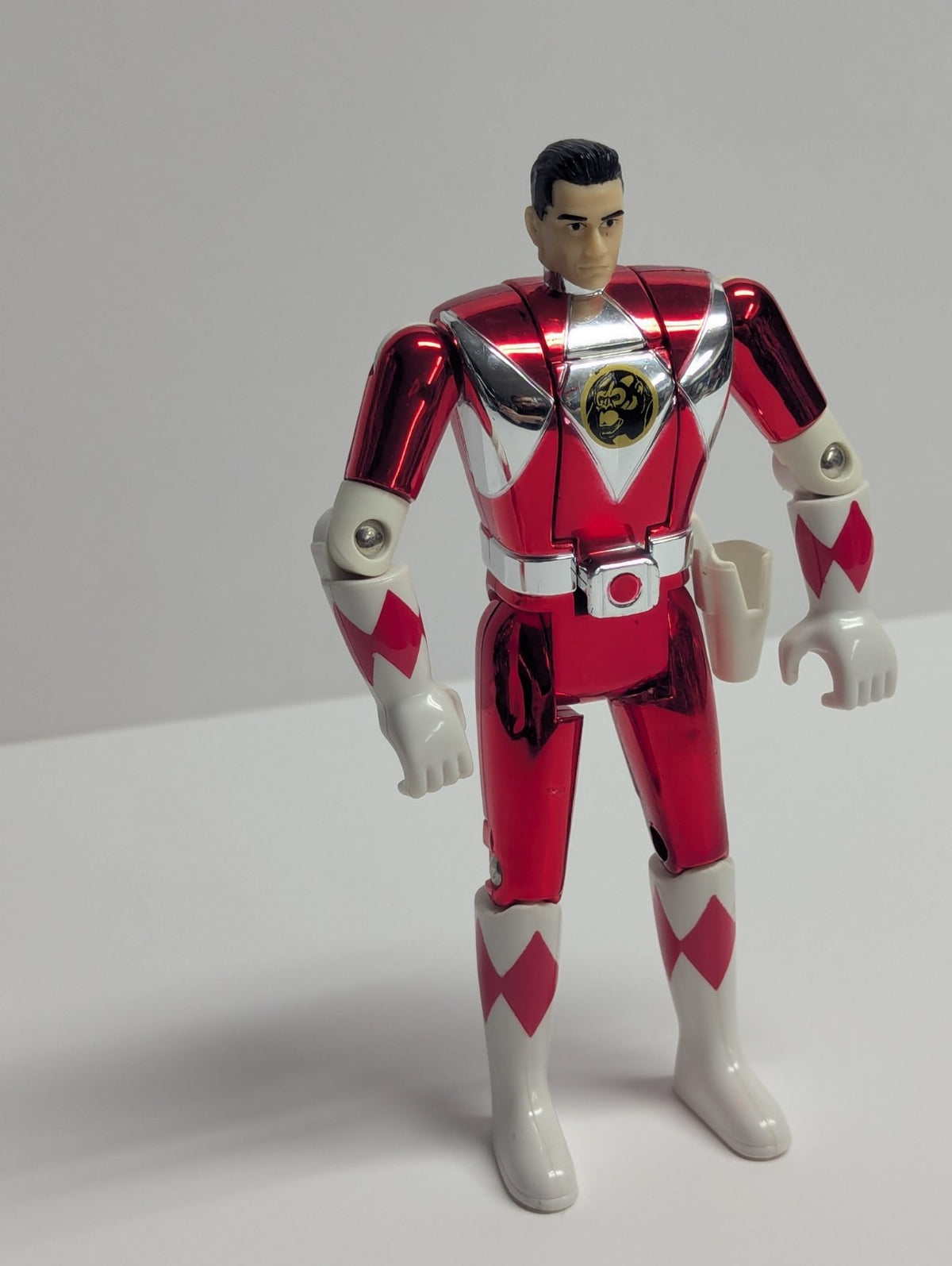 Mighty Morphin Power Rangers Red Metallic Ranger Flip Head Rocky