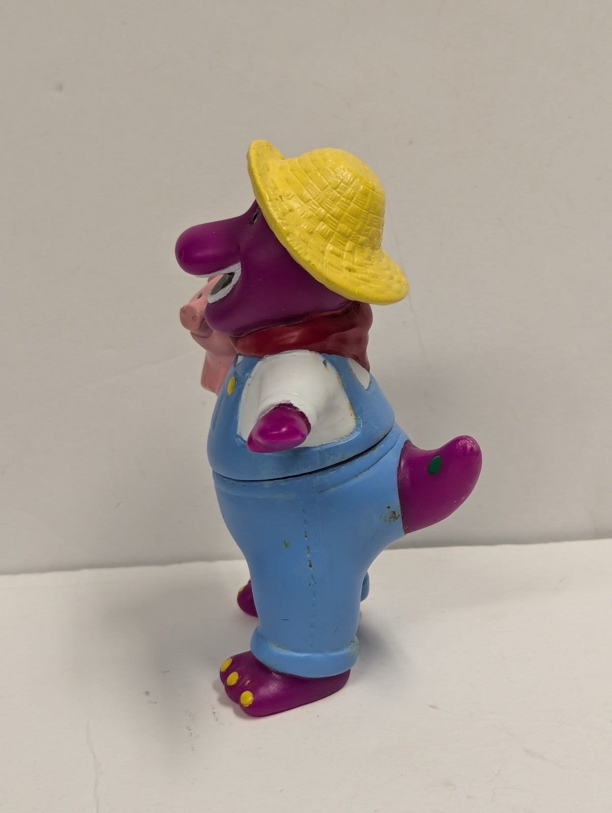 Vintage 1997 Barney The Dinosaur Farmer 5” PVC Figure Toy Lyons
