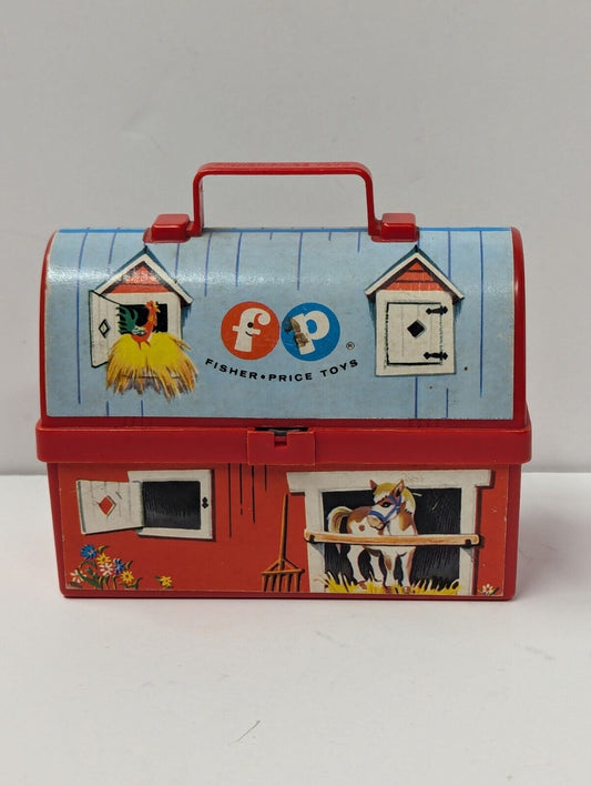 Vintage 1962 Fisher Price Little Red Barn Miniature Plastic Lunch Pail