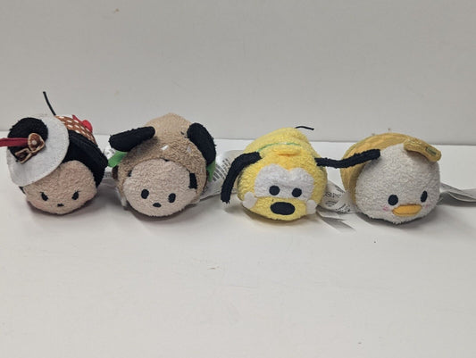 Authentic Disney Tsum Tsum Lot Of 4- Minnie, Pluto,  Mickey Hotdog & Donald Duck
