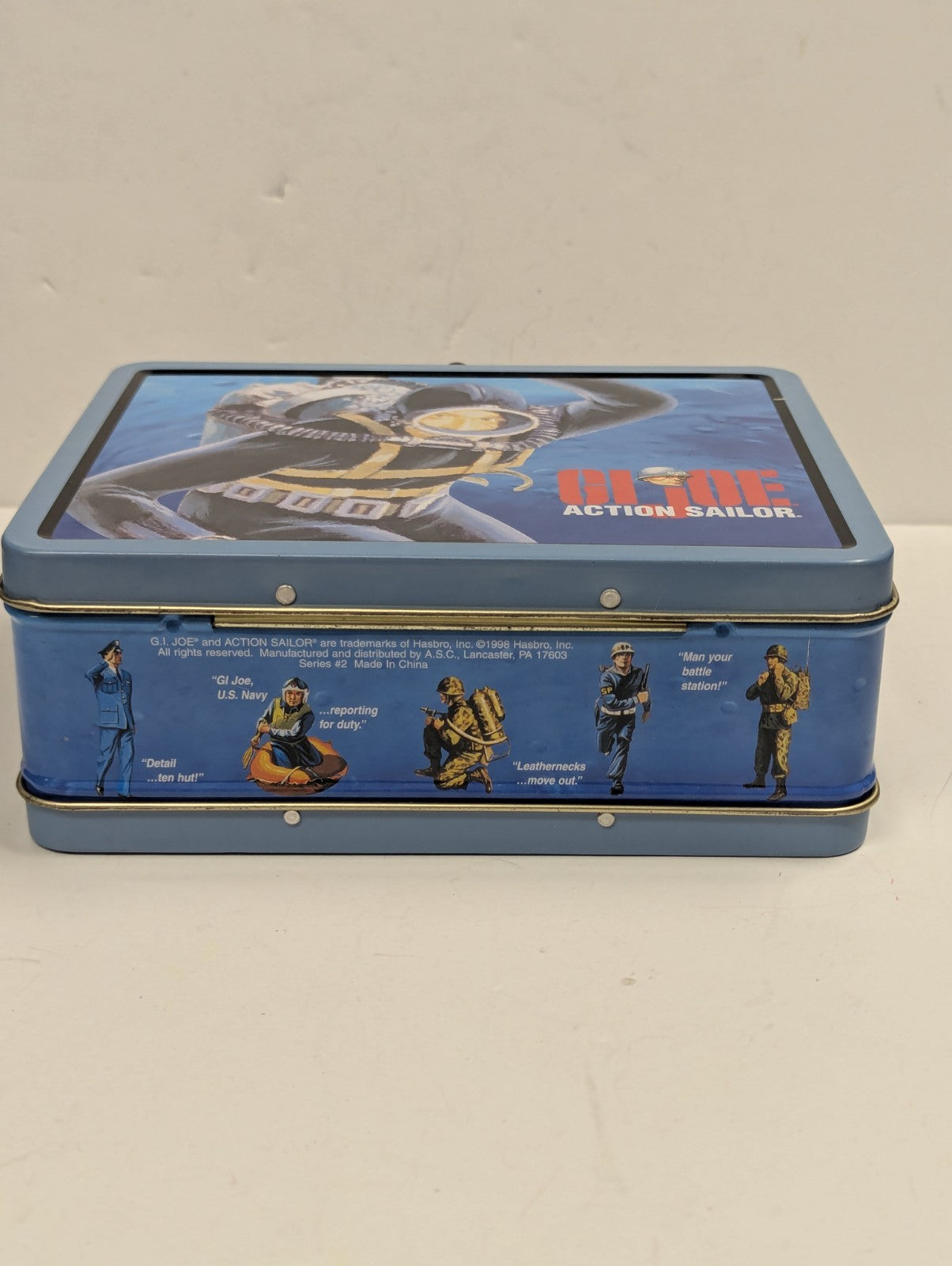 1998 GI Joe Lunch Box Hasbro Action Sailor Metal Tin Hero Blue Series 2