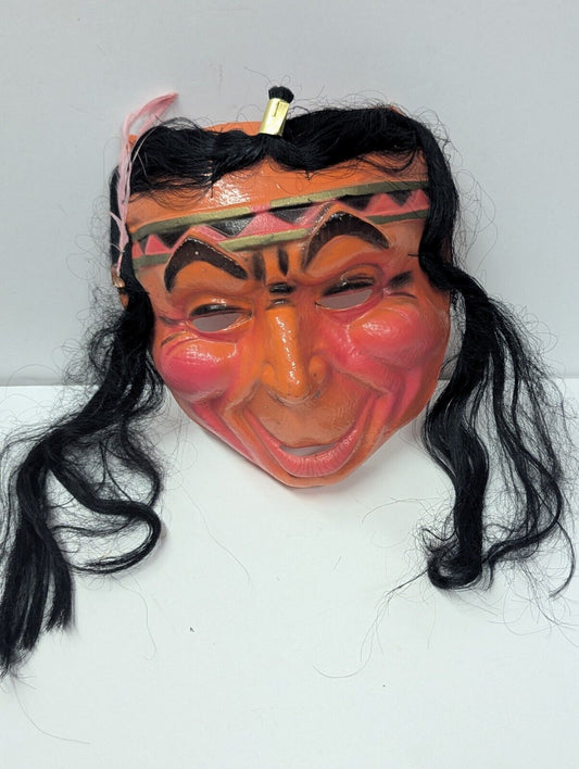 Vintage  Native American  Plastic Mask LONG HAIR