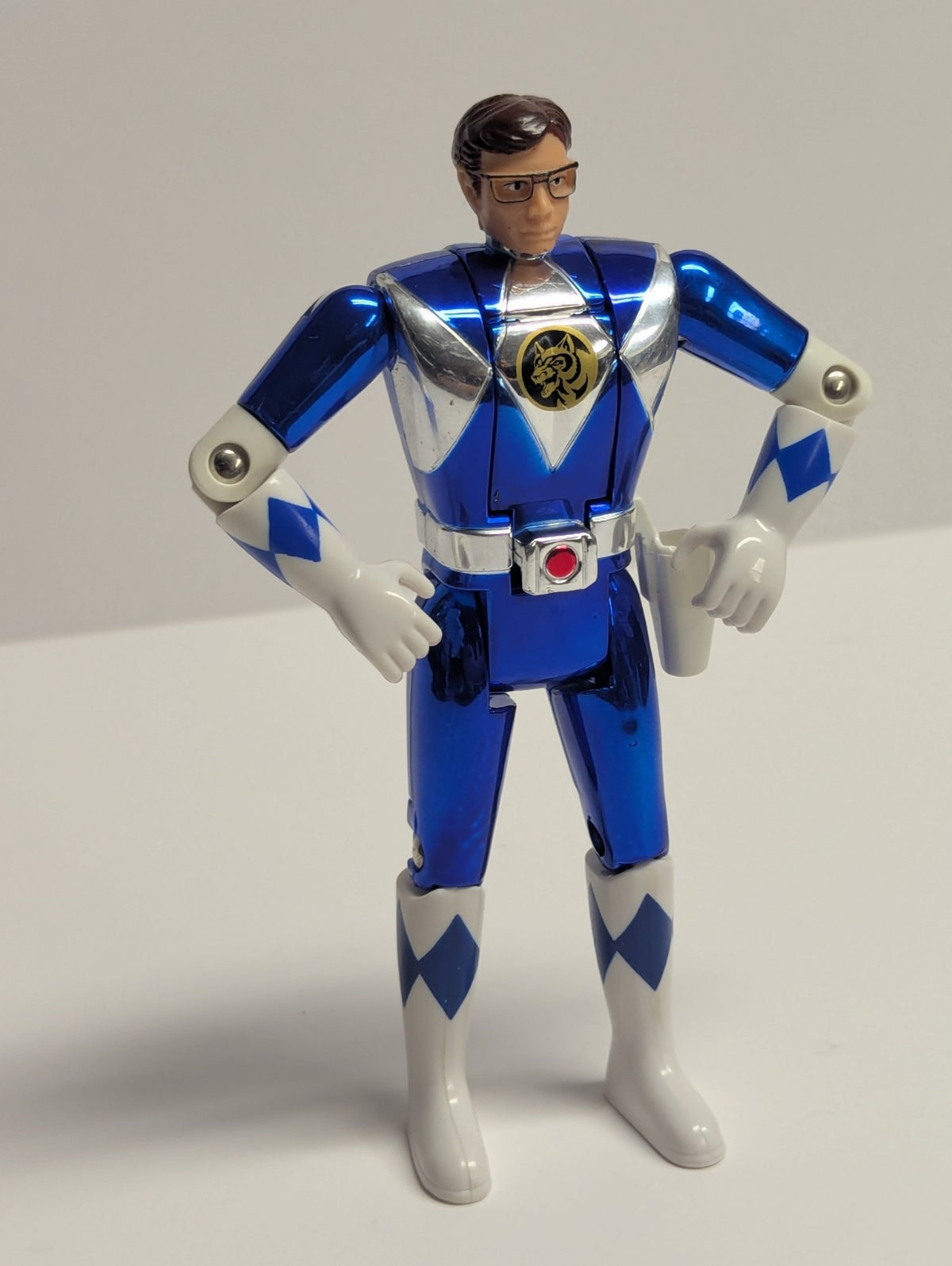 Mighty Morphin Power Rangers Blue Metallic Ranger Flip Head Billy
