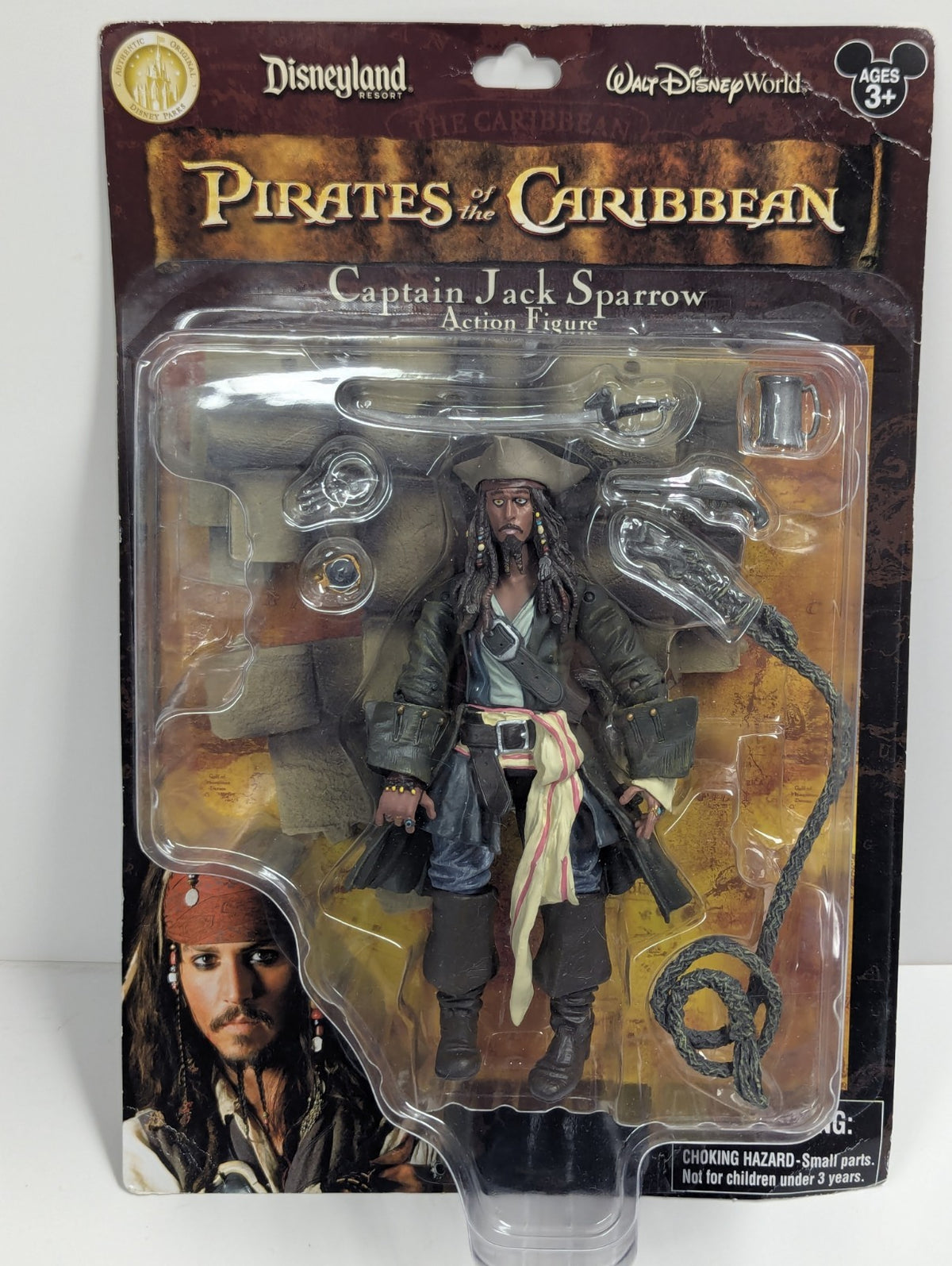 Disney Jack Sparrow Figure 7” Pirates Of The Caribbean On Card Disney Exclusive 