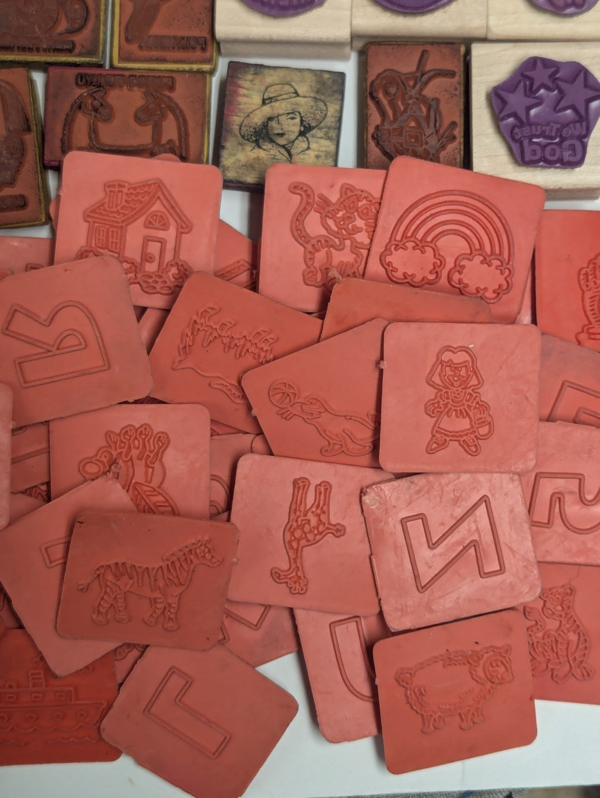 Large Lot of Vintage Rubber Ink Stamps including Talespin & Yogi Bear Stamps 