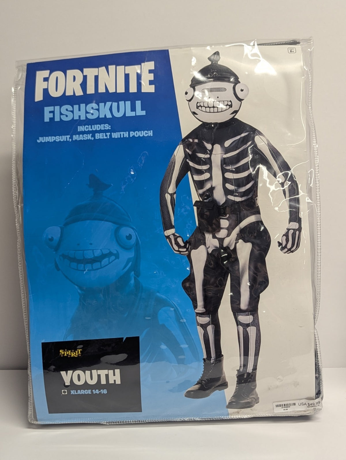 Spirit Fortnite Fishskull Halloween Costume Youth XL 14-16 Complete Outfit Mask