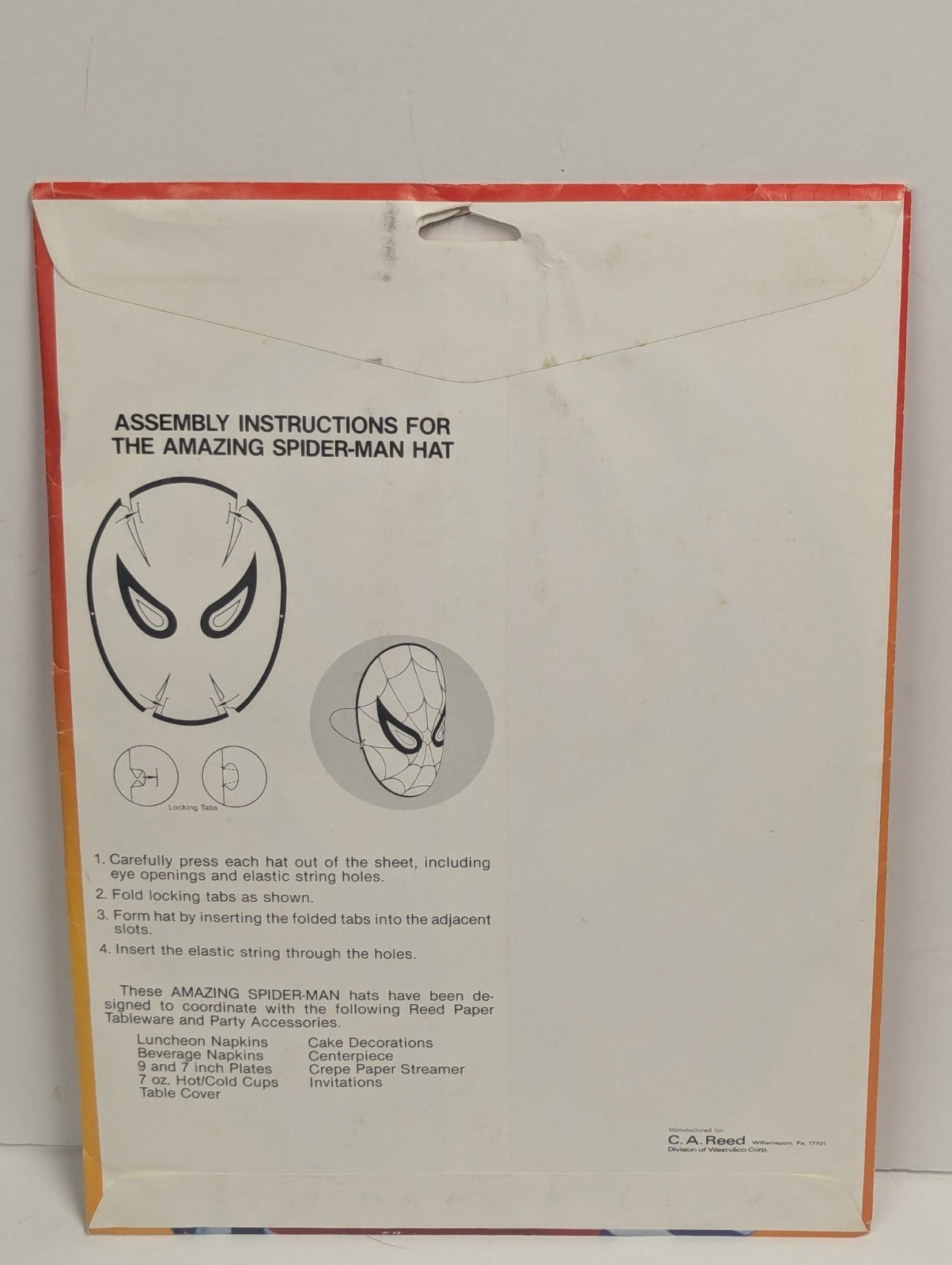 Vintage 1978 Paper The Amazing Spider-Man Party Hats Masks Marvel Comics Comic