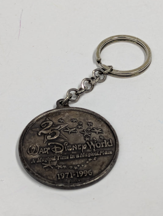 Walt Disney World 25th Anniversary Medallion Keychain (1971-1996, Pewter)