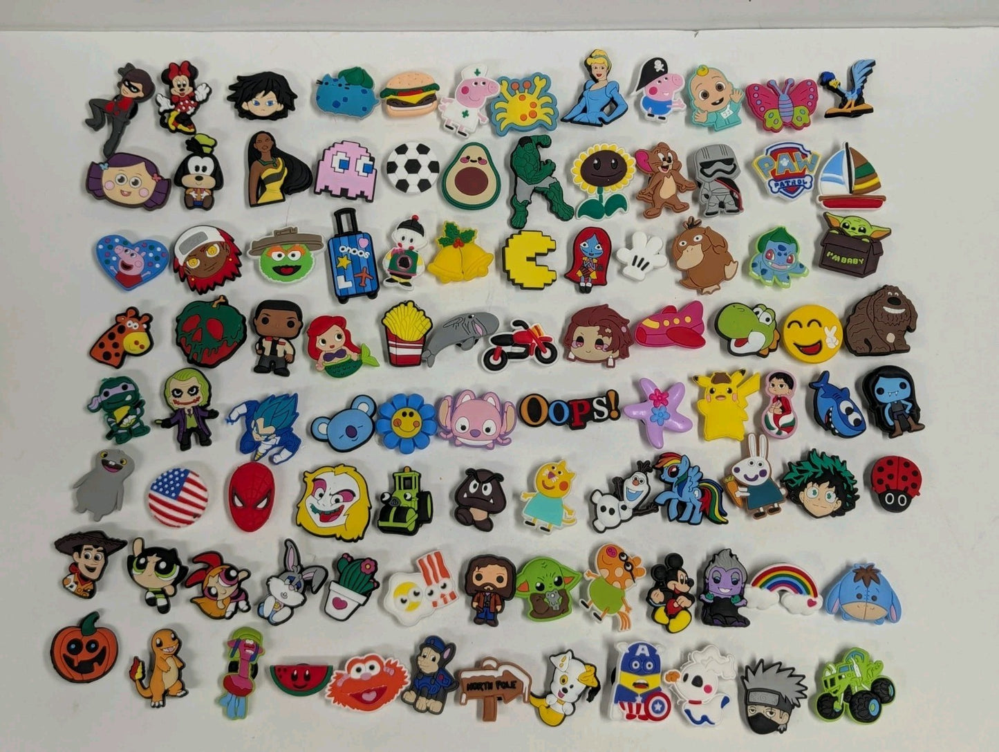 Huge Lot of JIBBITZ Crocs Shoe Charms Miscellaneous (Pokemon, Disney, Food, Ect)