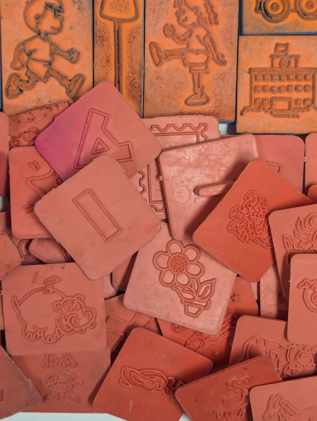 Large Lot of Vintage Rubber Ink Stamps including Talespin & Yogi Bear Stamps 
