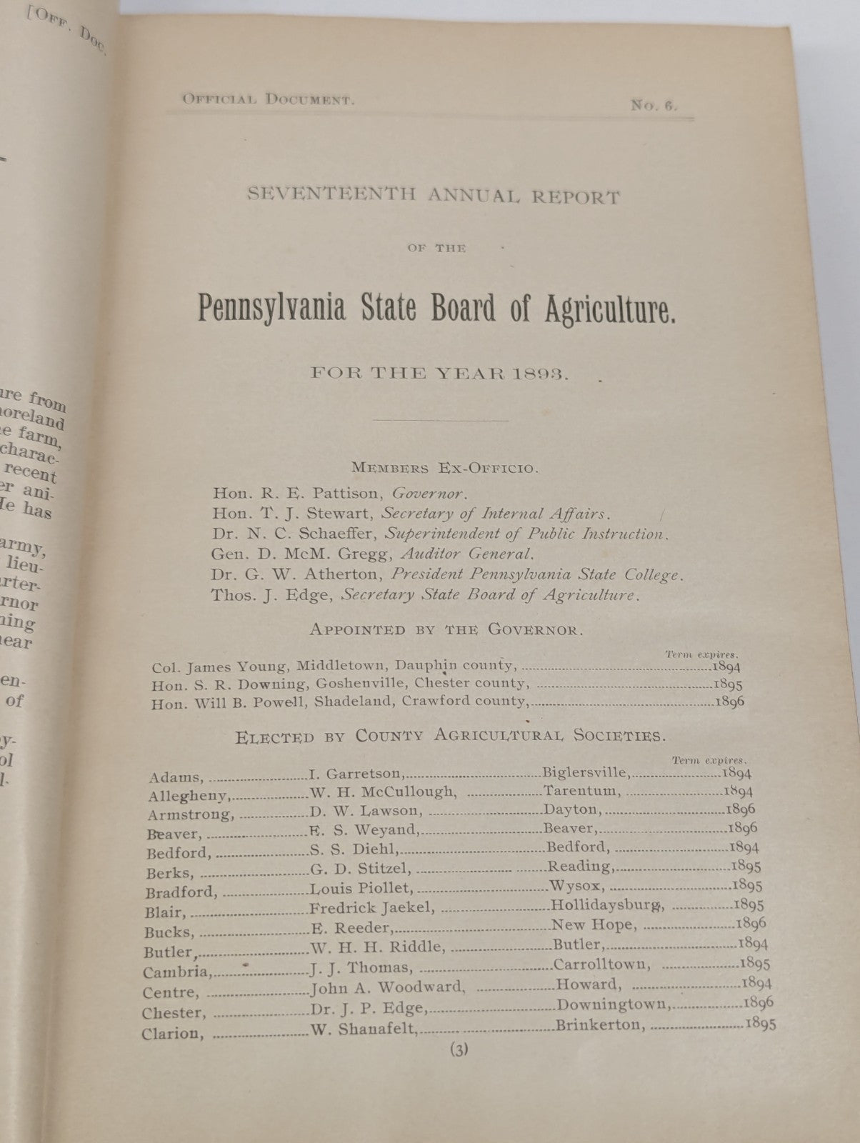Antique Agriculture of Pennsyvania 1893 Book Hardcover