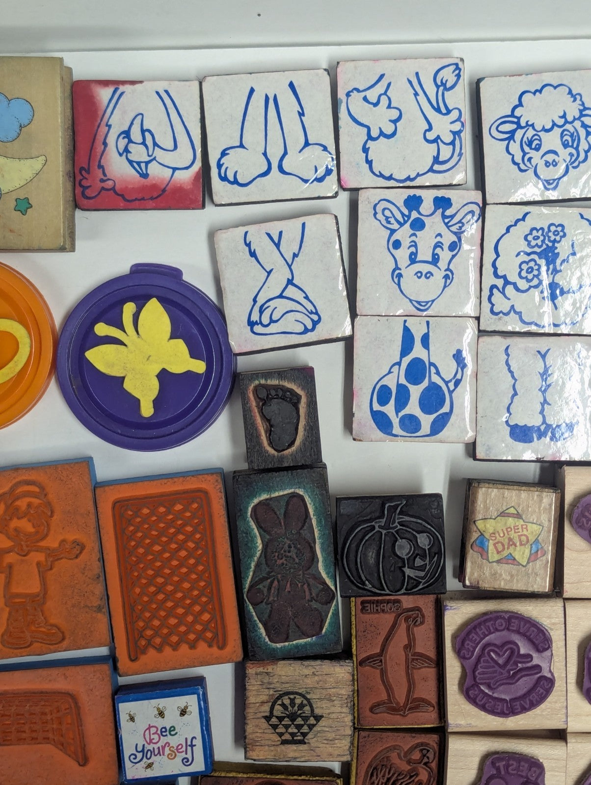 Large Lot of Vintage Rubber Ink Stamps including Talespin & Yogi Bear Stamps 