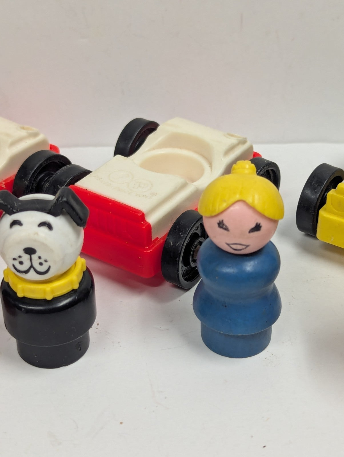 Vintage Fisher Price Little People Lot of Car & People Some Wooden