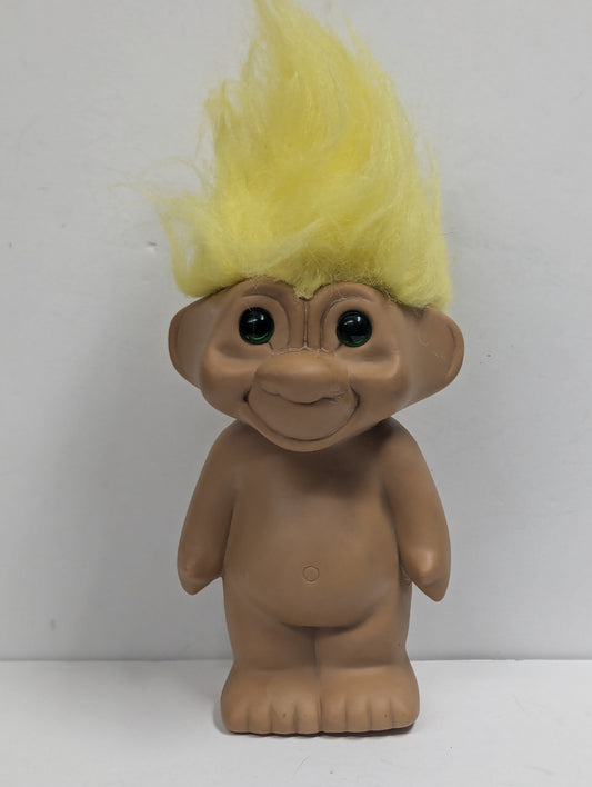1991 TROLL DOLL COIN BANK Vinyl Yellow Hait Figure RUSS TOYS TNT
