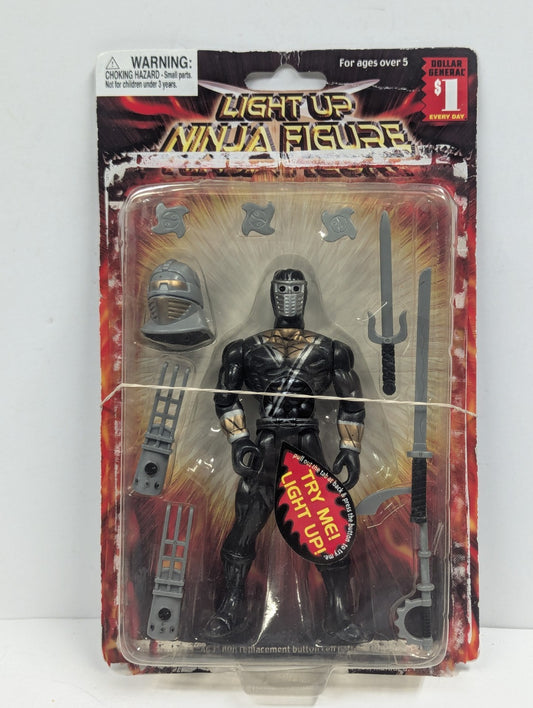 Vintage Light Up Black Ninja 5.5” Action Figure Bootleg Play Set Dollar General 