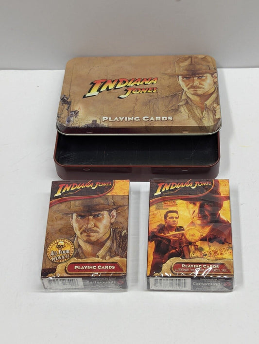 Indiana Jones Crystal Skull 2 Decks Of Playing Cards w Collectible Tin Sealed