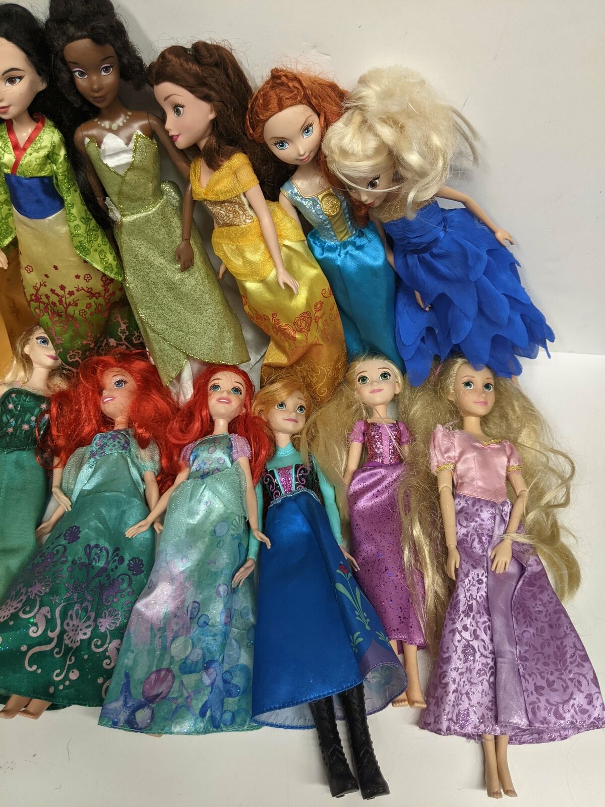 Huge Lot of 19 Disney Dolls, with Talking Tangled Doll
