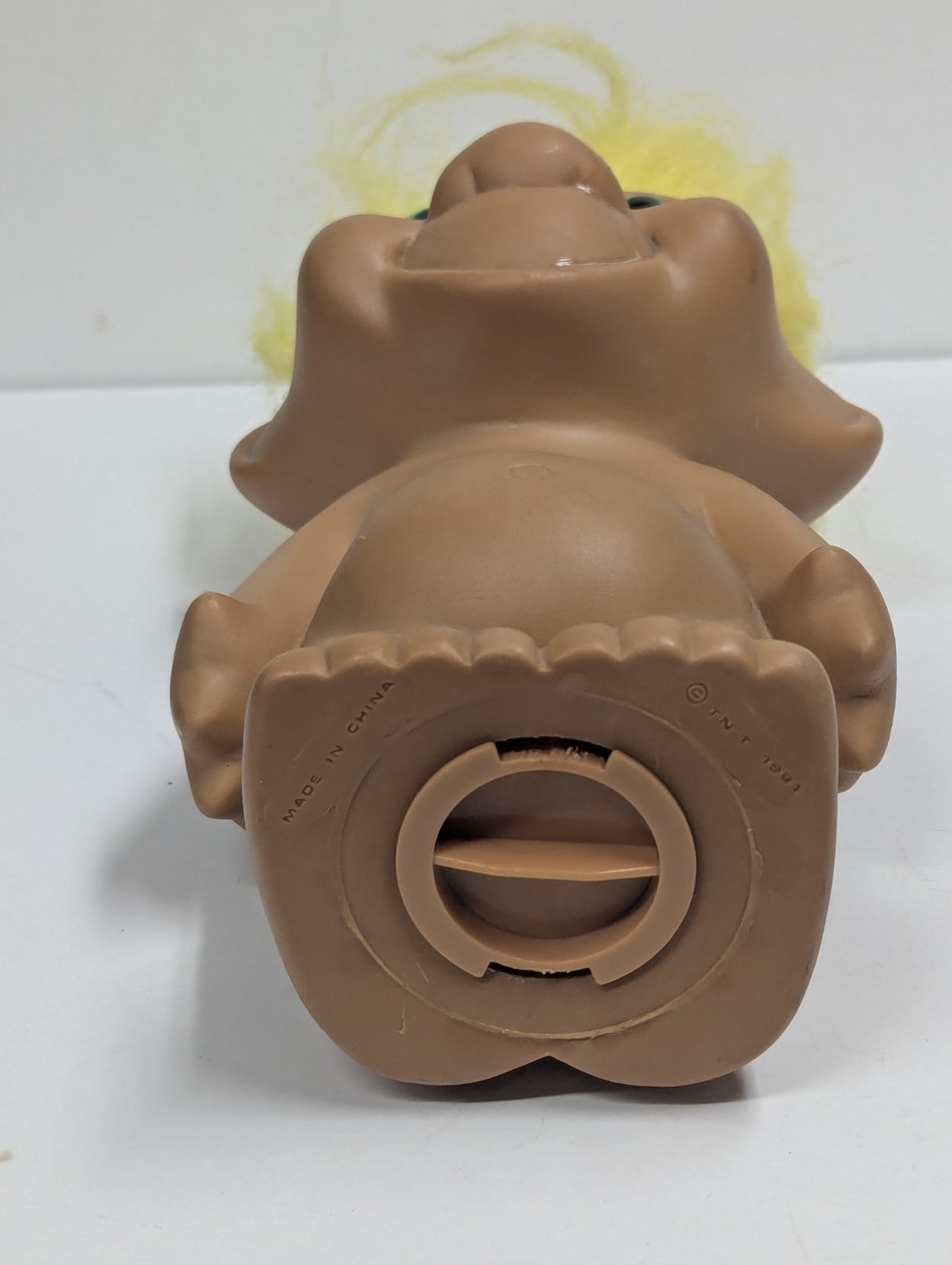 1991 TROLL DOLL COIN BANK Vinyl Yellow Hait Figure RUSS TOYS TNT