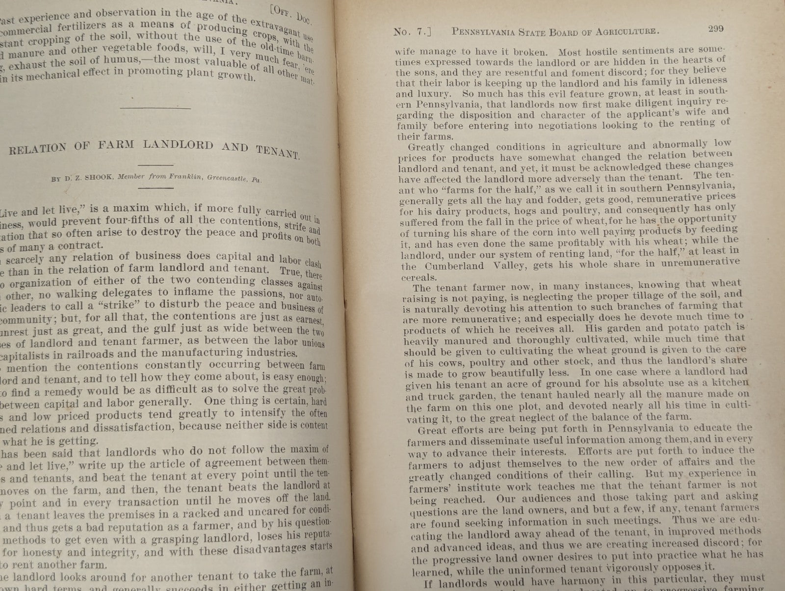 Antique Agriculture of Pennsyvania 1894 Book Hardcover