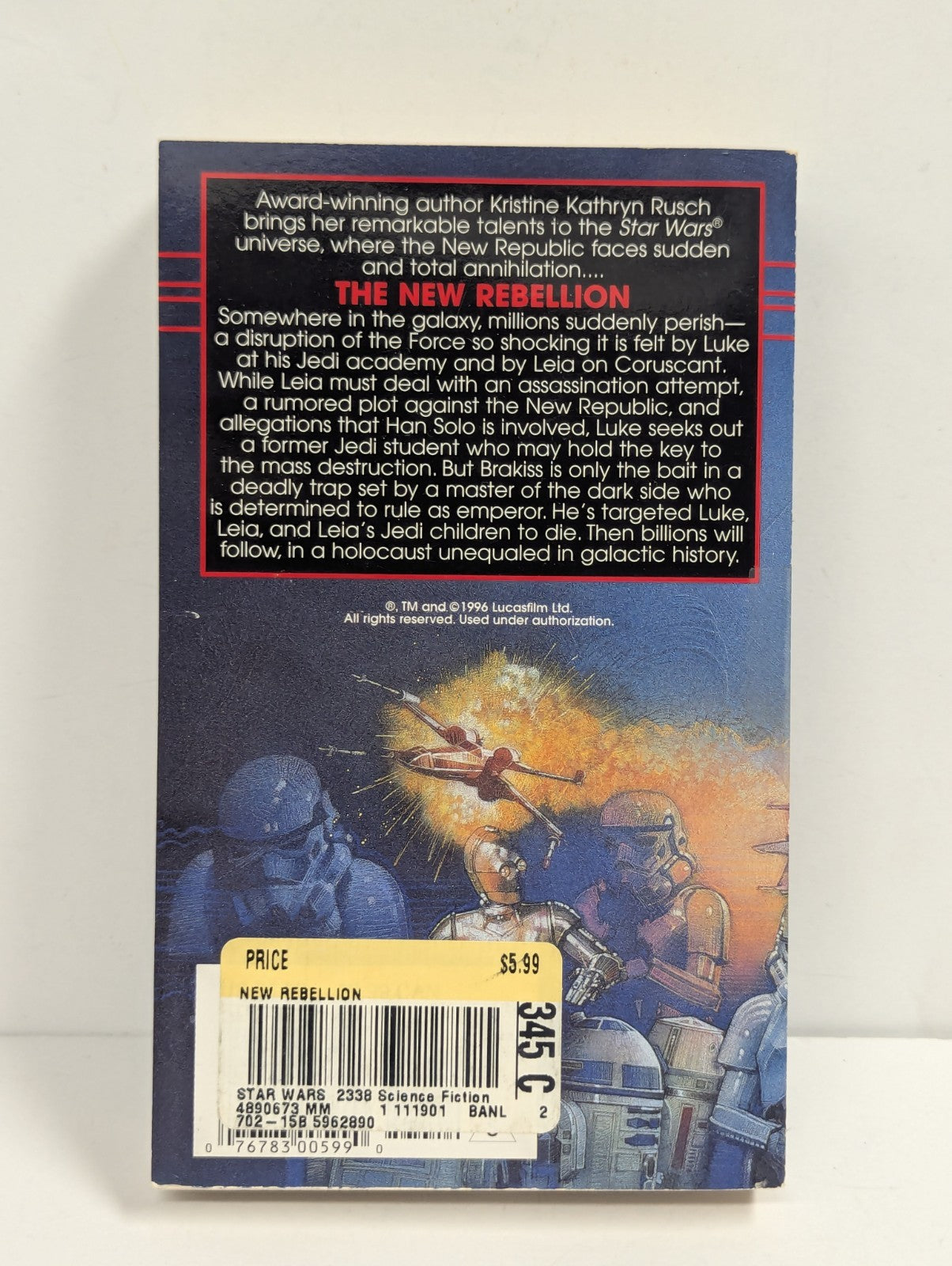 Star Wars The New Rebellion By Kristine Kathryn Rusch Paperback Book (1996)
