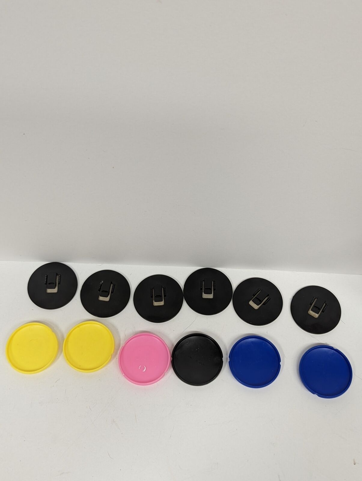Lot of 12 Power Rangers Badge Clips & Plasic Discs USED