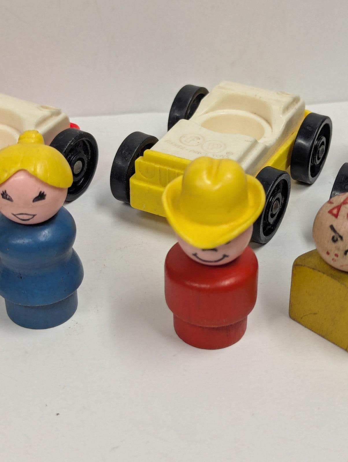 Vintage Fisher Price Little People Lot of Car & People Some Wooden