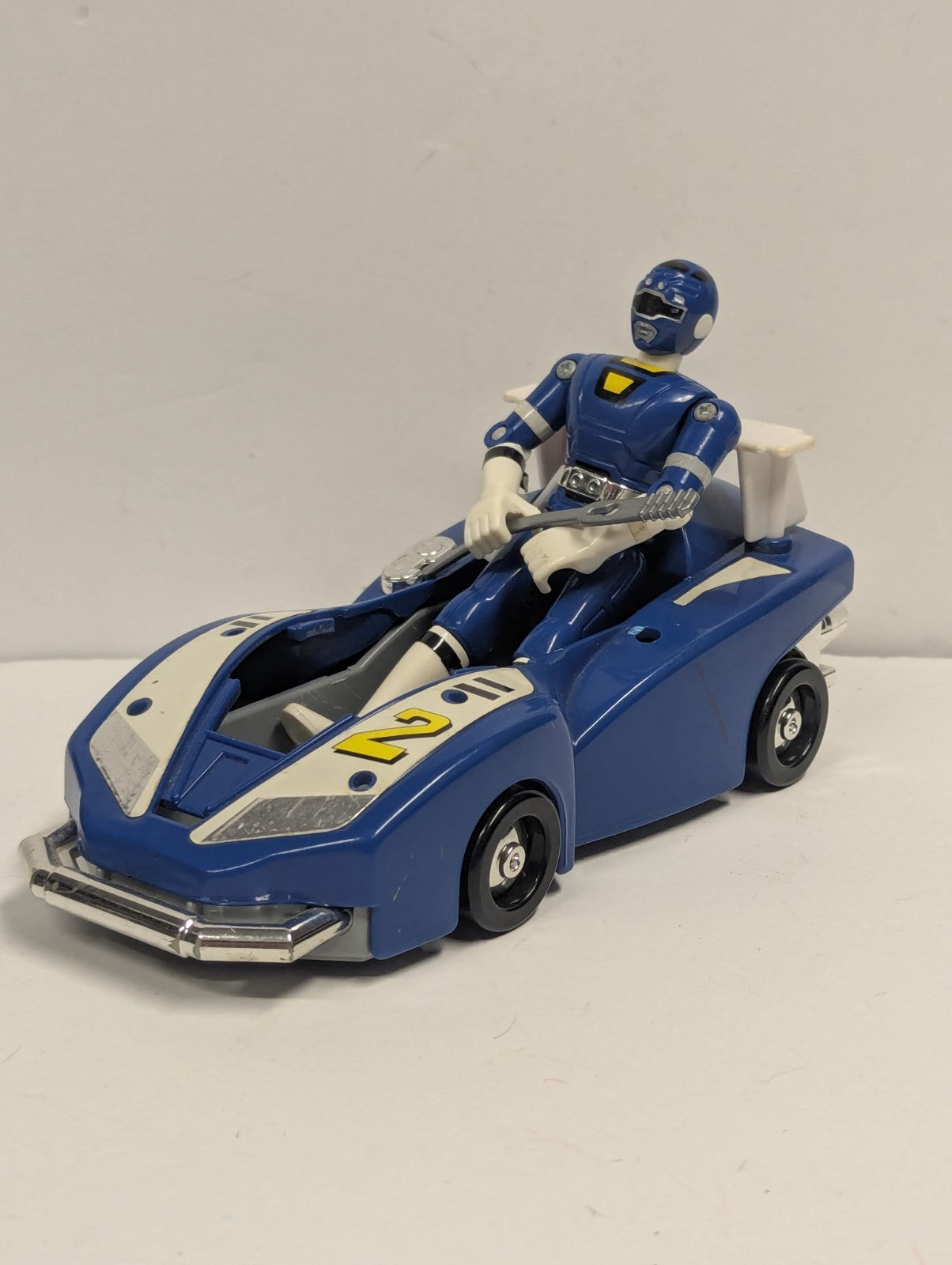 Vintage 1997 Power Rangers Turbo Rangers Blue Car & Blue Ranger