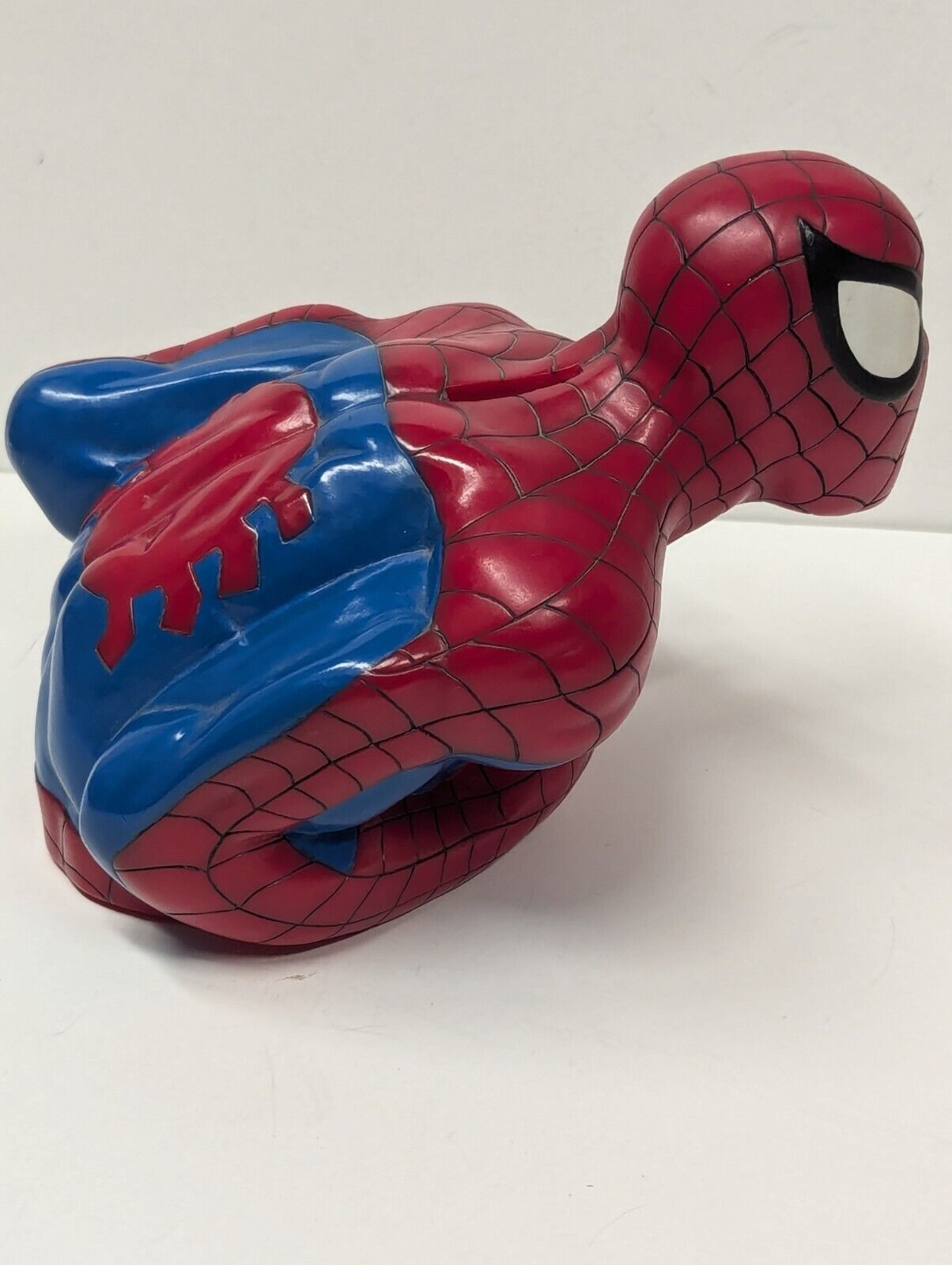 1999 Vintage Marvel Spider-Man Plastic Bust Piggy / Coin Bank 