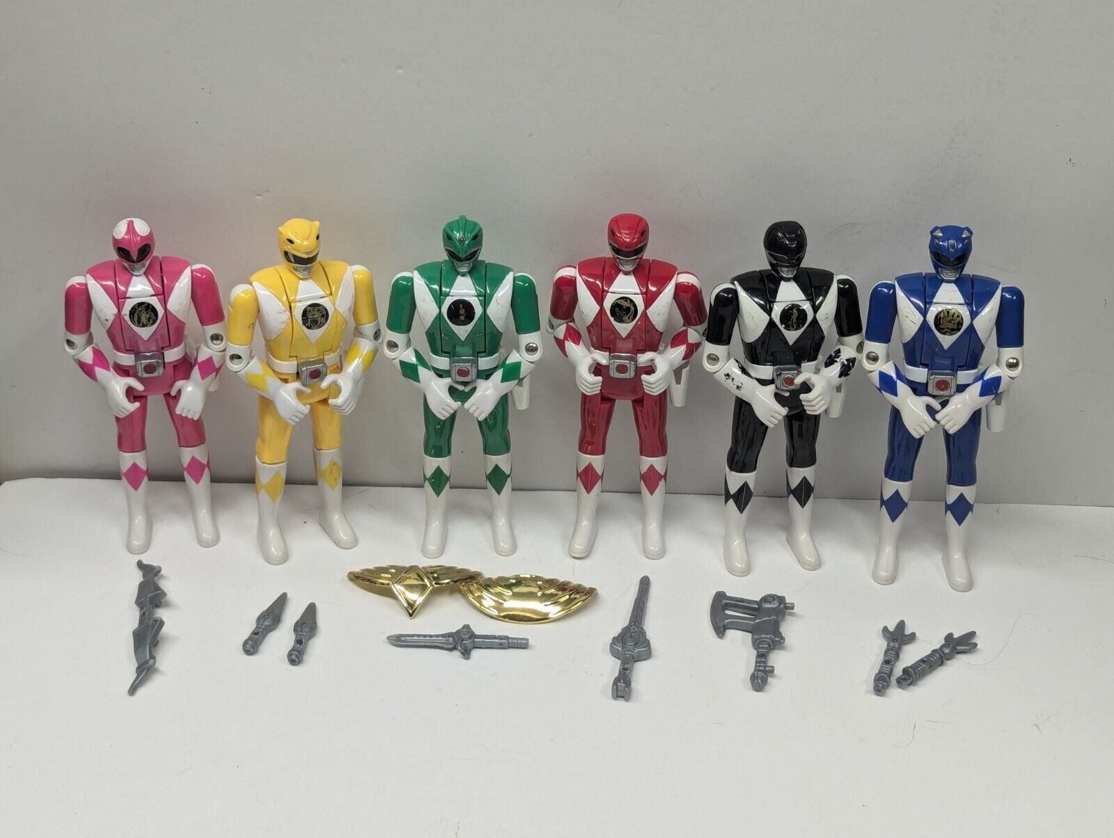 Vintage Bandai 1993 Mighty Morphin Power Rangers Flip Head Figures Lot of 6 
