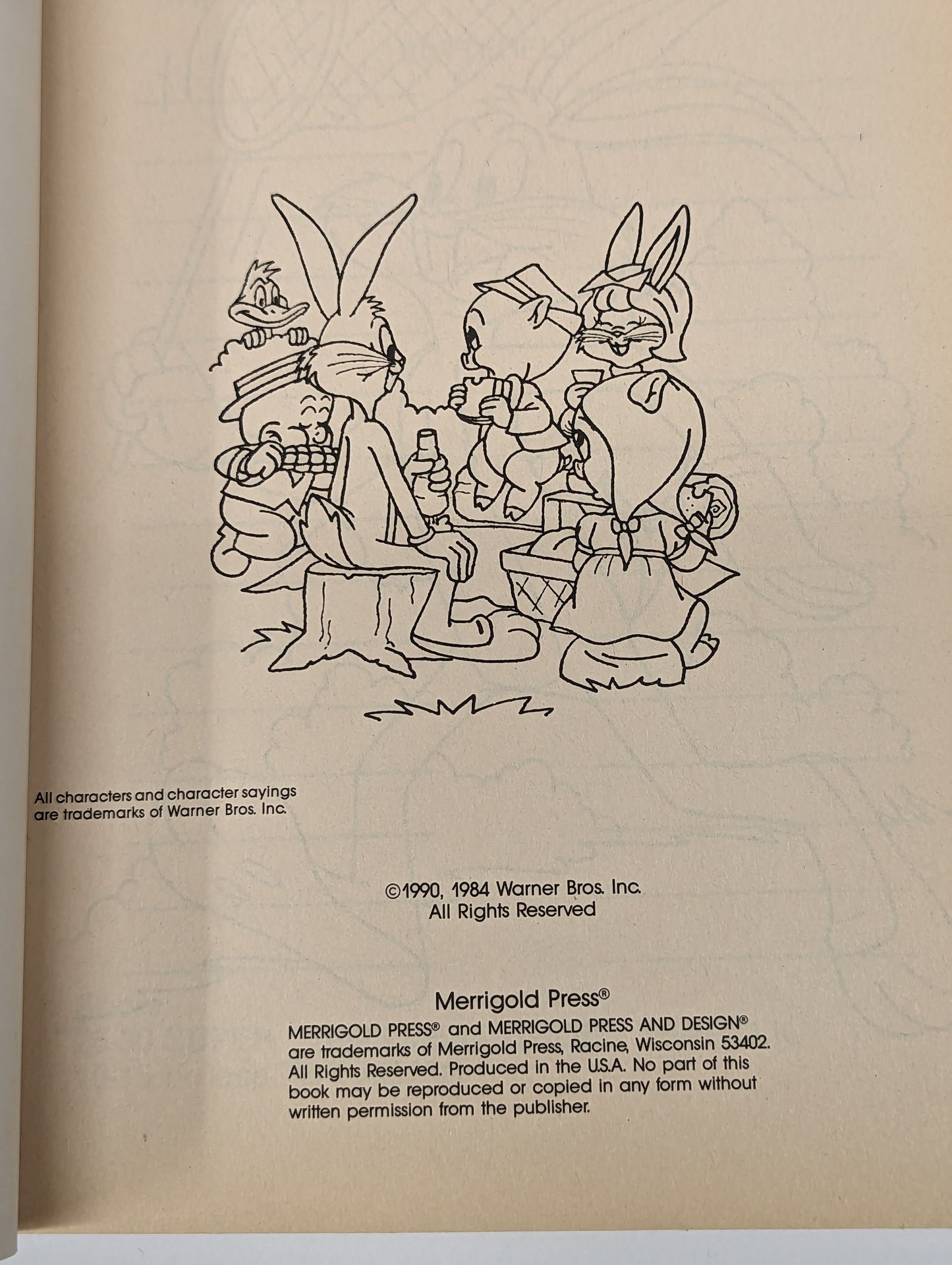 Looney Tunes Bugs Bunny Coloring Book 1990 Merrigold Press USED 1D