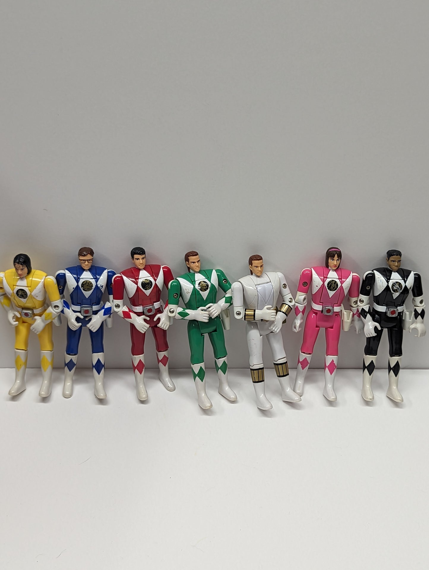 Lot of 7 Power Rangers Auto Morphin Flipheads White & Green Included LOOSE 1C