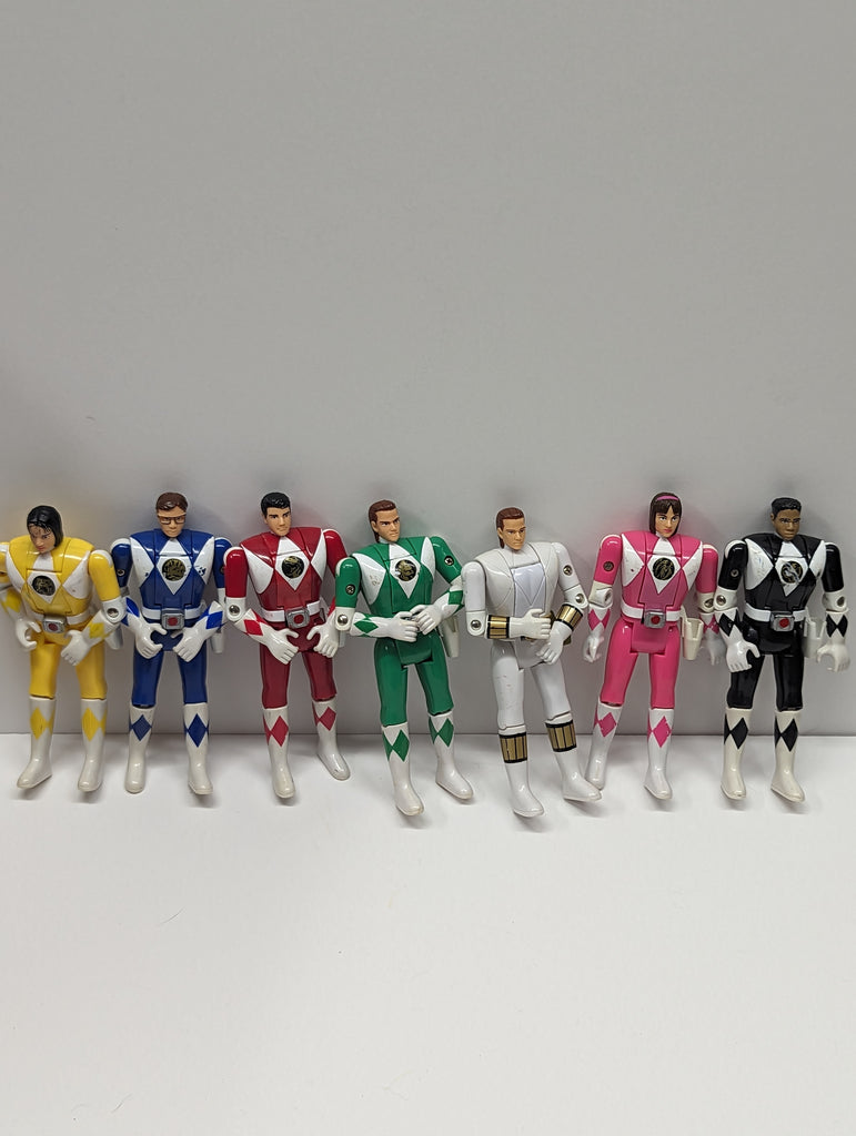 Lot of 7 Power Rangers Auto Morphin Flipheads White & Green Included LOOSE 1C