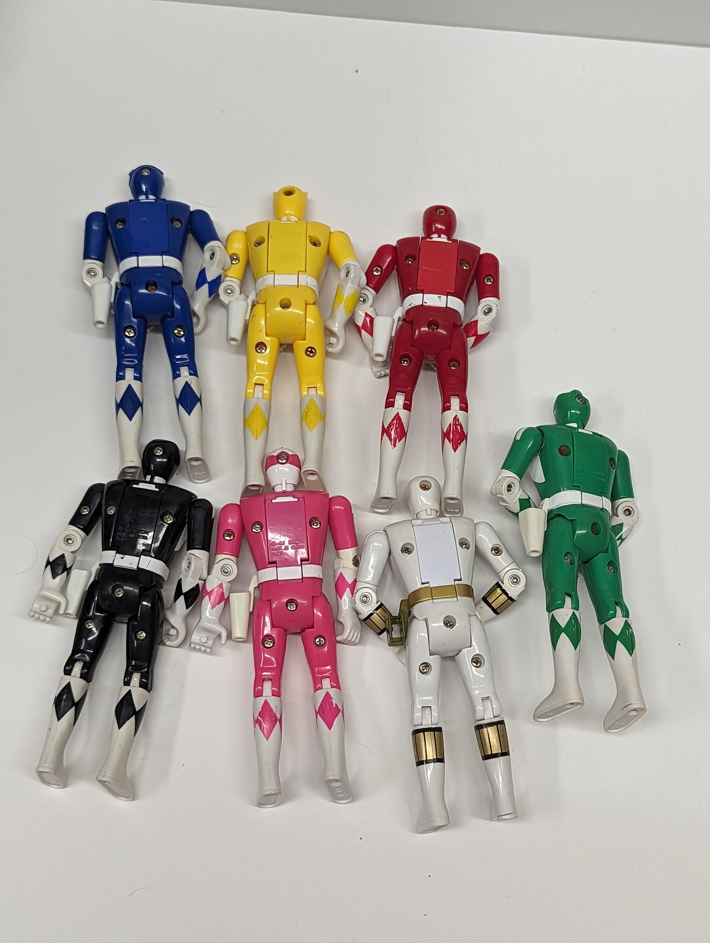 Lot of 7 Power Rangers Auto Morphin Flipheads White & Green Included LOOSE 1C