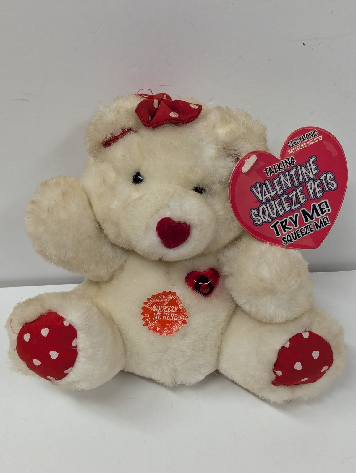 Vintage Great American Fun Valentine's Talking Squeeze Pets Bear Plush NWT