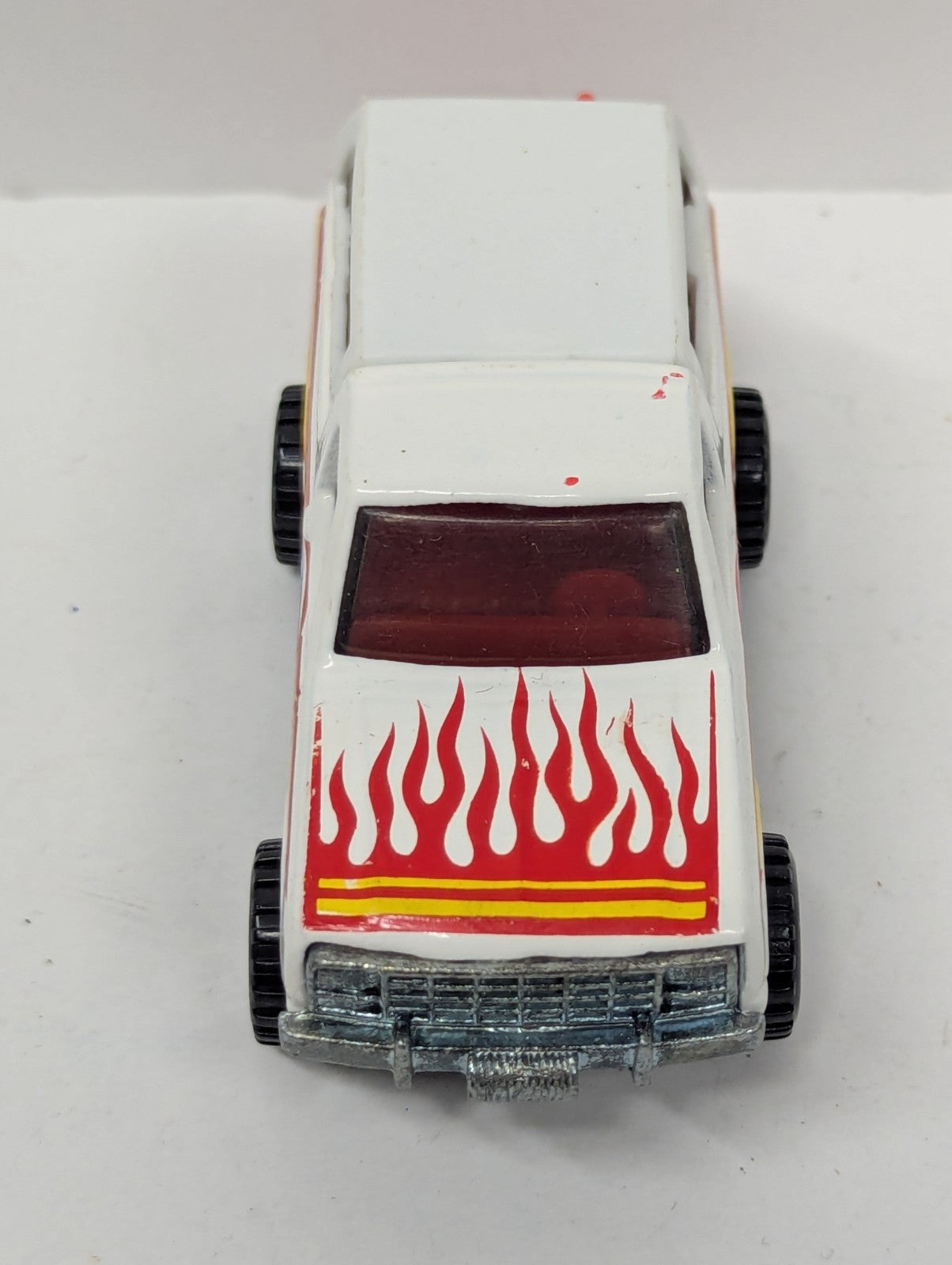 Vintage 1980 Mattel Hot Wheels Ford Bronco with Hood Flames & Red Motorcycle