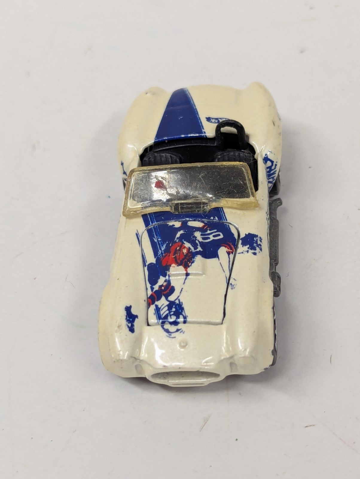 VIntage HOT WHEELS 1982 AC COBRA SHELBY with SOCCER GRAPHICS Opening Hood