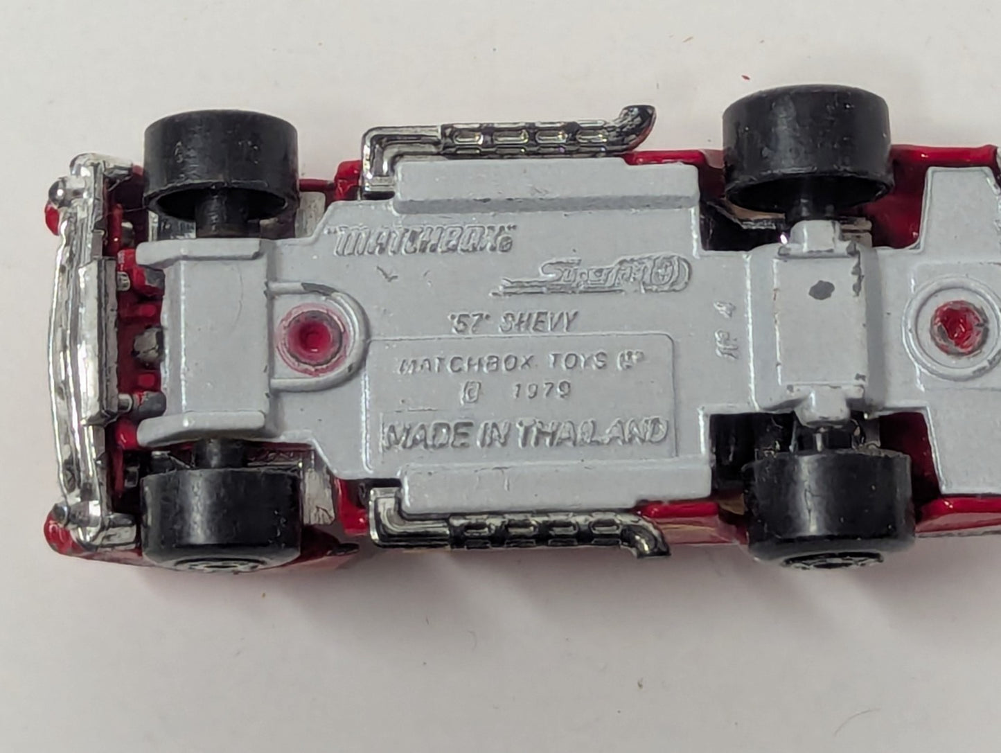 Vintage Matchbox Superfast No. 4 ‘57 Chevy Red Flames, Tilting Hood, 1979