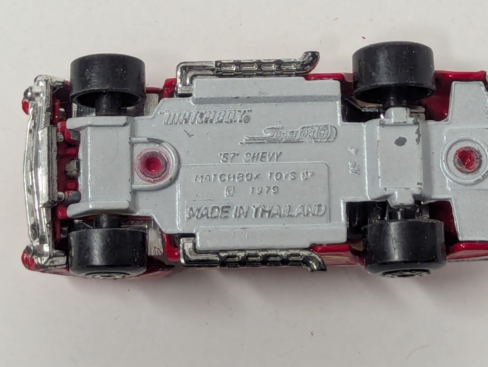 Vintage Matchbox Superfast No. 4 ‘57 Chevy Red Flames, Tilting Hood, 1979