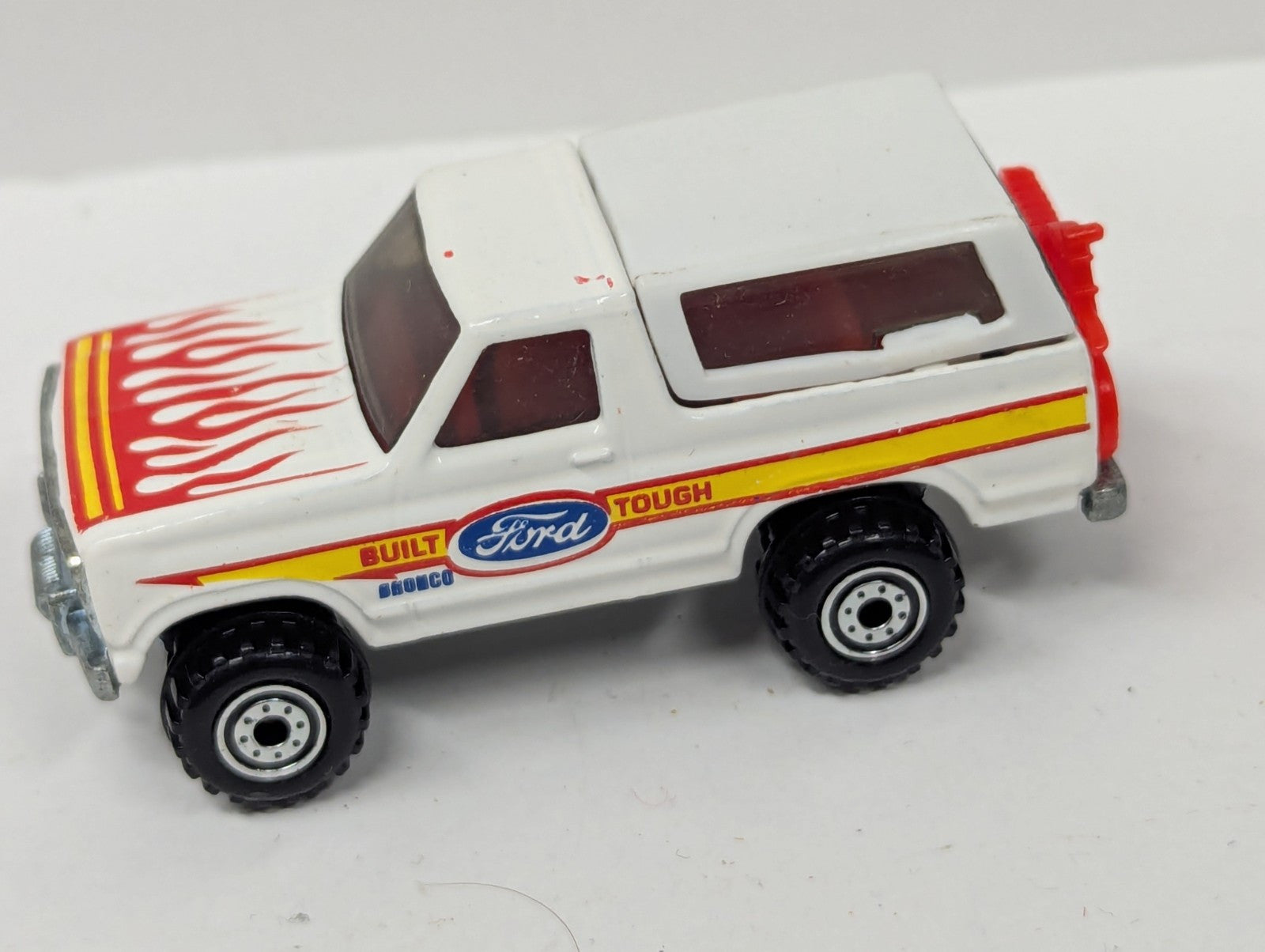 Vintage 1980 Mattel Hot Wheels Ford Bronco with Hood Flames & Red Motorcycle