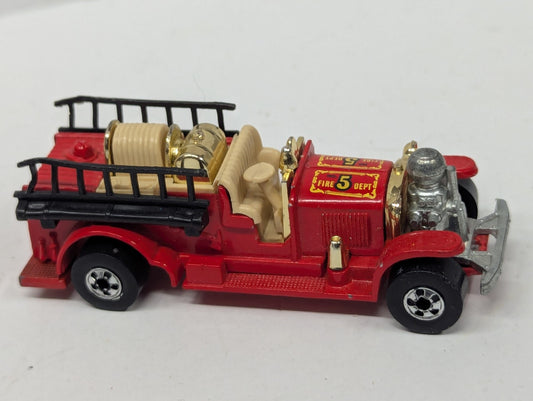 Vintage Hot Wheels Old Number 5 Red Fire Engine Truck 1980 Mattel