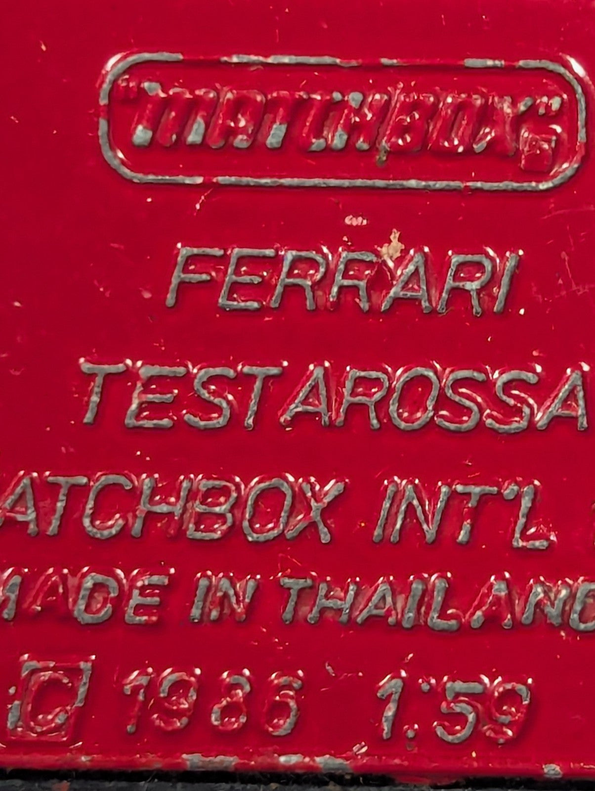1986 Matchbox Ferrari Testarossa Red Die Cast Metal 1:59 Scale Macau