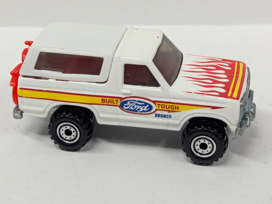 Vintage 1980 Mattel Hot Wheels Ford Bronco with Hood Flames & Red Motorcycle