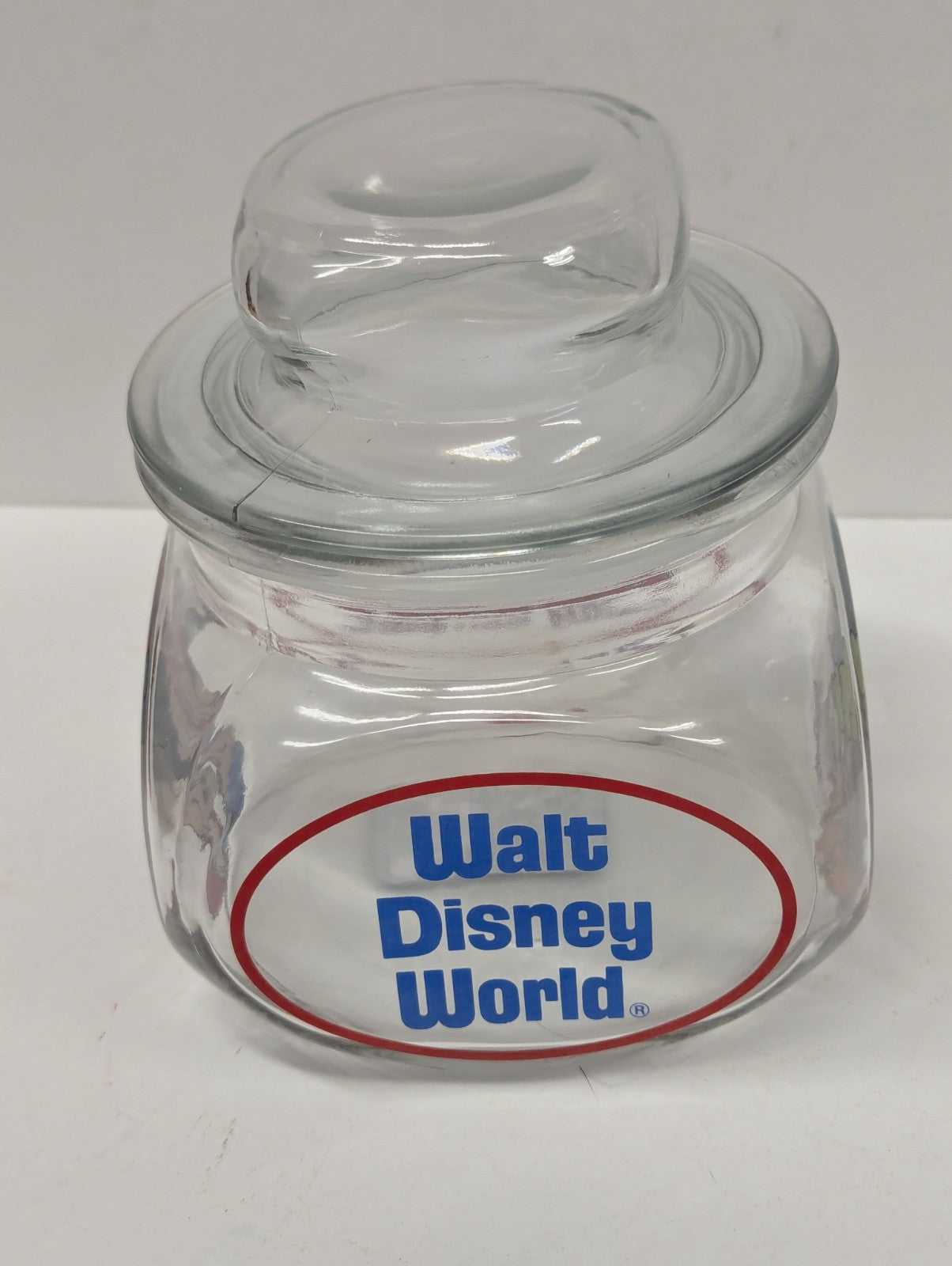 Walt Disney's World Glass Candy Jar Mickey's Candy Company Mickey Goofy Donald 