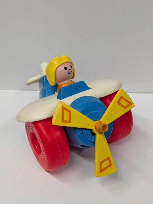 Vintage 1980 Fisher Price Airplane Plane Pull Toy Pilot #171 