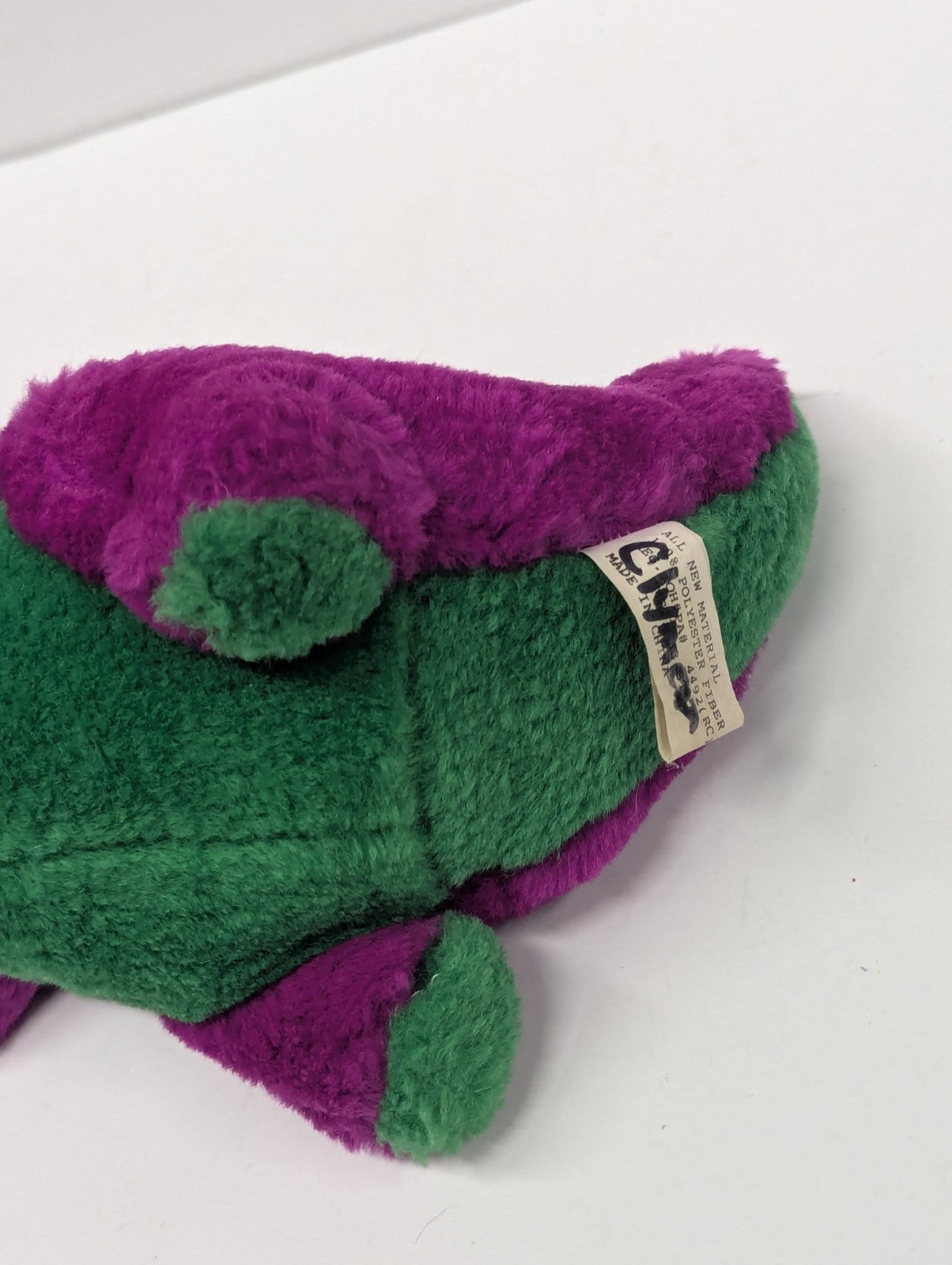 Retro Small Barney Plush Goffa International Stuffed Animal Purple Dinosaur Bow
