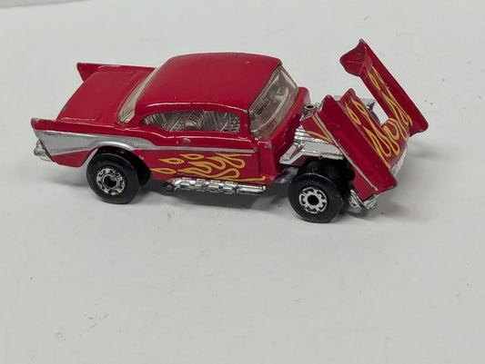 Vintage Matchbox Superfast No. 4 ‘57 Chevy Red Flames, Tilting Hood, 1979