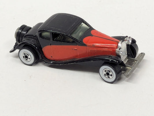 Vintage 1980 Hot Wheels '37 Bugatti Black w/Orange Tampo Diecast Malaysia